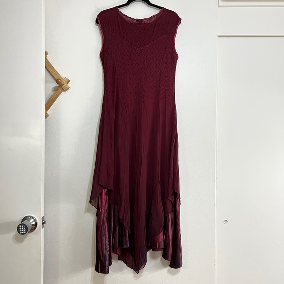 Komarov Beaded Illusion Neck Sleeveless Asymmetrical Tiered Dress - Picture 6 of 8